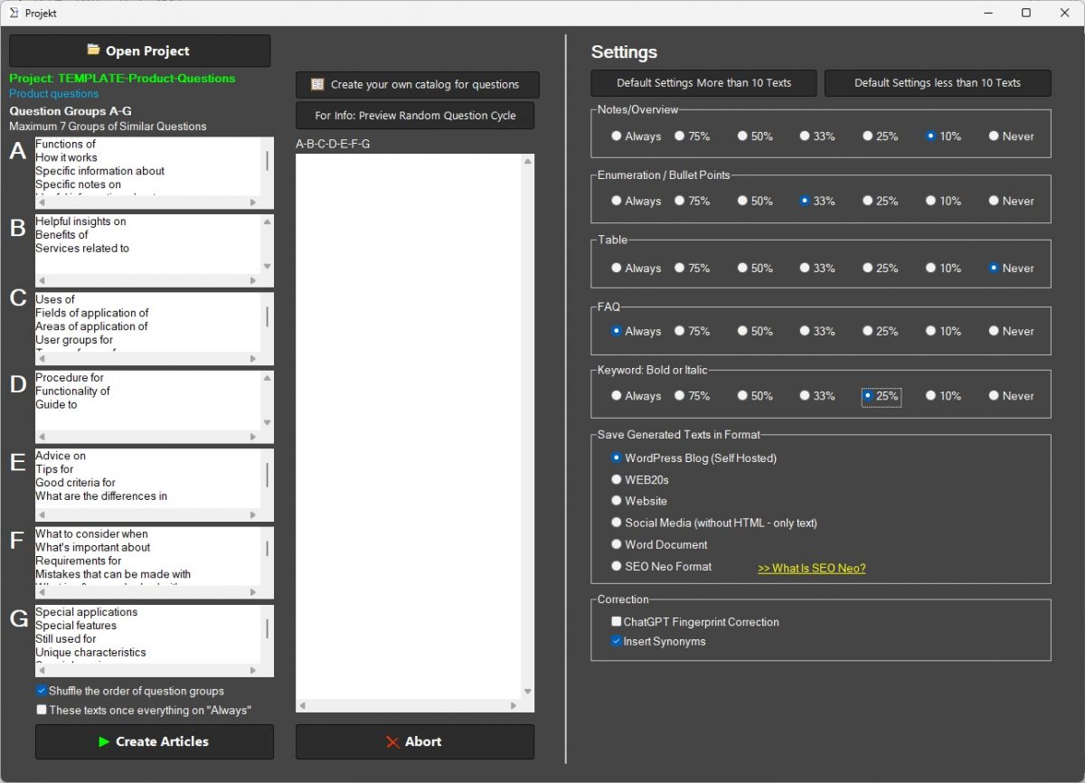 WordPress AI Content Generator SEO Texts